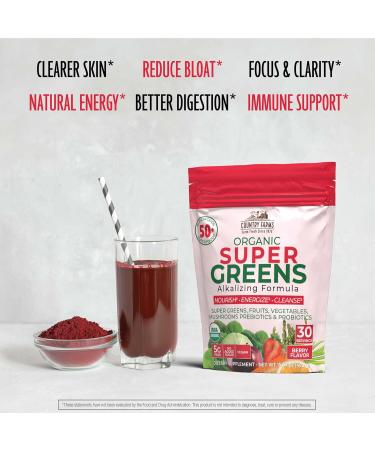 Country Farms Super Greens Berry Flavor, 50 Organic Super Foods, USDA Organic Drink Mix (Wheat Grass, Spirulina, Chlorella) Mushrooms & Probiotics, with Fiber, Gut Health, Natural Energy, 30 Servings Berry 15.87 Ounce (Pack  - Buy Online on GoSupps.com