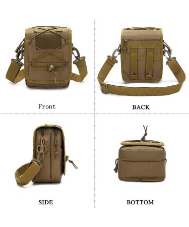 HUNDVP Tactical Shoulder Bag - Waterproof Molle Sling Backpack for Military Outdoor Hiking & Camping - Multifunctional Messenger Crossbody Bag in Brown - Buy Online on GoSupps.com