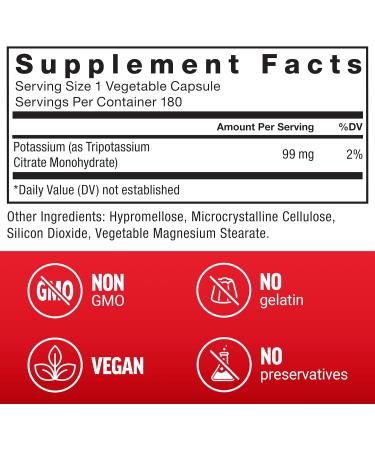 Force Factor Potassium Citrate Potassium Capsules to Support Cardiovascular Health Promote Electrolyte Balance and Boost Hydration Ideal for Athletes 180 Vegetable Capsules - Buy Online on GoSupps.com