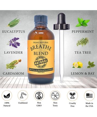 Breathe Essential Oil Blend 4oz - Prime Natural USA - Pure Therapeutic Grade for Sinus Relief, Allergy, Congestion, Cold, Cough & Headache - Aromatherapy Scent for Diffuser - 4 Fl Oz - Buy Online on GoSupps.com