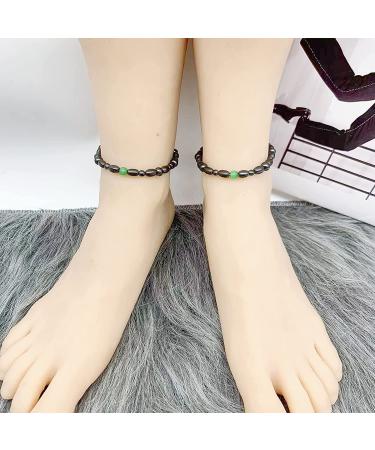 Drkao 2 Pack Women Green Magnetic Anklet Bracelet for Immune Support & Stress Relief - Buy Online on GoSupps.com