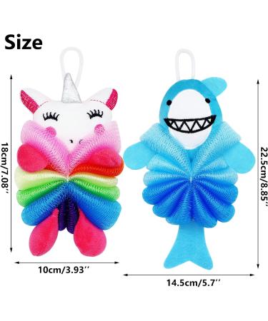 Yeelua Kids Rainbow Cat Shower Puff Loofah Sponge Set - Cute Animal Bath Sponges for Toddlers, Men, and Women - Exfoliating and Cleansing Shower Ball - Buy Online on GoSupps.com
