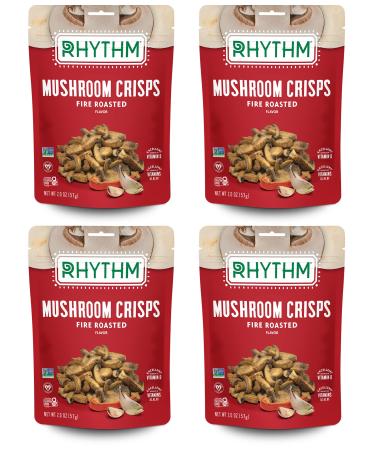 Rhythm Superfoods Mushroom Crisps Fire Roasted Non-GMO 2.0 Oz (Pack of 4) Vegan/Gluten-Free Superfood Snacks