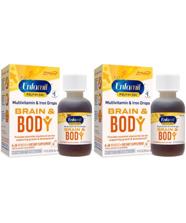 Enfamil Prenatals & Baby Vitamins Poly-Vi-Sol 8 Multi-Vitamins & Iron Supplement Drops for Infants & Toddlers Supports Growth & Development 50 mL Dropper Bottle (Pack of 2) 1.66 Fl Oz (Pack of 2)