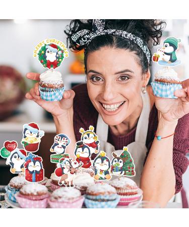 20 Pcs Christmas Snowman Penguin Cupcake Toppers Christmas Snowman Penguin Theme Party Cake Toppers for Kids Birthday Party Baby Shower Party Supplies Christmas Decoration Supplies - Buy Online on GoSupps.com