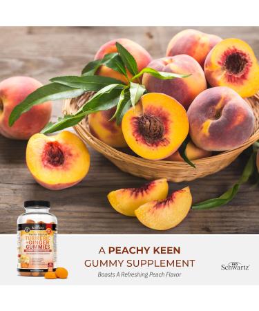 Turmeric Curcumin Ginger Gummies - 120 Count - Vegan Joint Support Supplement - Non-GMO & Made in USA - Peach Flavor - 60 Day Supply - Buy Online on GoSupps.com