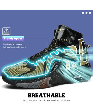 ELAPHURUS Children's Basketball Shoes - Boys & Girls Mesh Sneakers for Tennis & Walking - Black Gold Size 38 EU - Buy Online on GoSupps.com