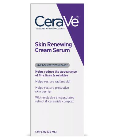CeraVe Anti Aging Retinol Serum | Cream Serum for Smoothing Fine Lines and Skin Brightening | With Retinol  Hyaluronic Acid  Niacinamide  and Ceramides | 1 Ounce