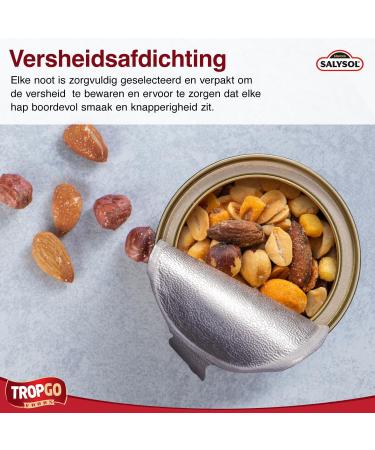 Tropgo Salysol Snacks Nut Cocktail 10 x 50g Cans Delicious Nut Mix of Almonds Hazelnuts Cashews Salted Peanuts Walnuts Roasted Corn Honey Peanuts Ideal for Care Packages - Buy Online on GoSupps.com