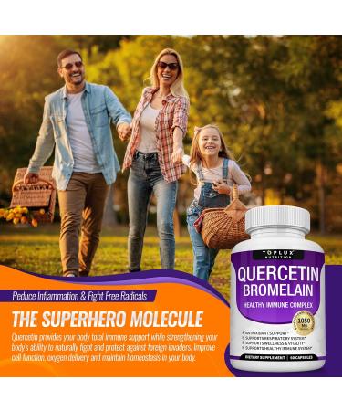 Toplux Quercetin with Bromelain and Zinc 1050mg - Advanced Immune Support Supplement Supports Antioxidant Immune System for Men Women 60 Capsules V1 - Buy Online on GoSupps.com