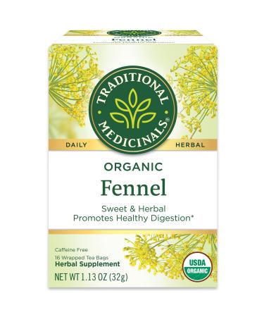 Traditional Medicinals Organic Fennel Herbal Tea, Promotes Digestive Health, (Pack of 2) - 32 Tea Bags Total 16 Count (Pack of 2)