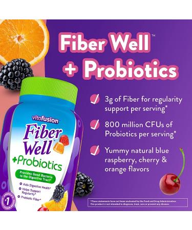 Vitafusion Fiber Well + Probiotics Gummies for Adults - 60 Count - Buy Online on GoSupps.com