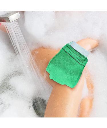 Korean Exfoliating Washcloth & Scrub Mitt Set - 5 Pack | Premium Body Scrub Gloves for Dead Skin Removal | Bath & Shower Exfoliating Scrubber for Men and Women - 3 Green & 2 Yellow - Buy Online on GoSupps.com