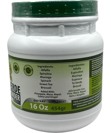 JUGO VERDE (GREEN KING POWDER) Super detox 16 oz Dietary supplement 100% natural Vegan no gluten no sugars "BYE BYE LONJITA" GREEN TEA MORINGA SPINACH and MORE FIBER - Buy Online on GoSupps.com