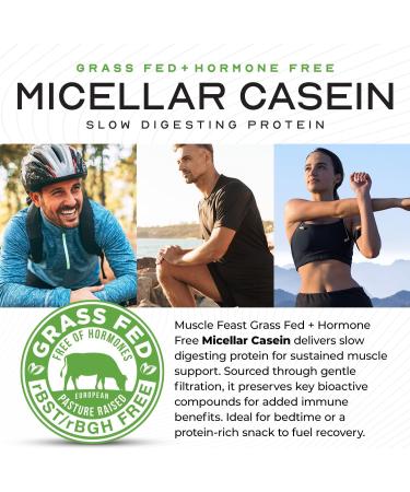 Muscle Feast Grass Fed Micellar Casein Protein Powder Pasture Raised & Hormone Free Slow Digesting Casein Protein - Supports Overnight Muscle Recovery Gluten Free Protein Powder - Chocolate 4lb Chocolate 4 Pound - Buy Online on GoSupps.com