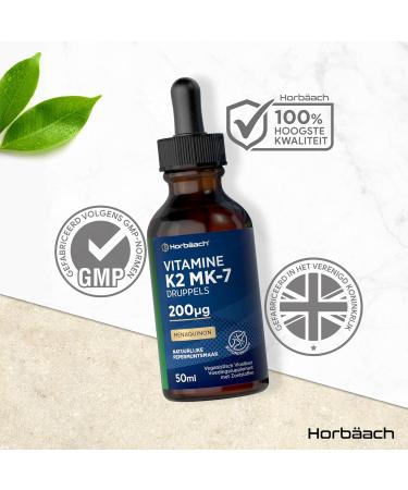 Vitamin K2 MK7 Drops 200 g per Daily Dose 50 ml Vegan Liquid Natural Peppermint Flavor from Horbaach - Buy Online on GoSupps.com