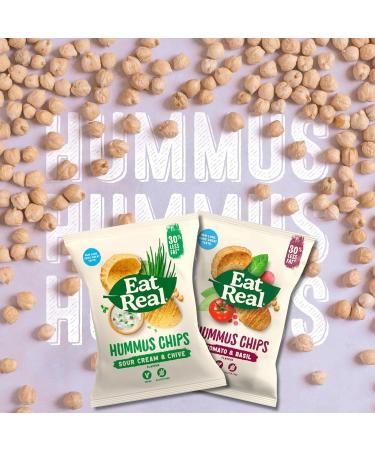 Eat Real Crisps Multipack - Hummus Chips Sour Cream & Chives and Tomato & Basil (3x25g Single Bag each) Bundled By The Great British Kitchen | Healthy Snacks for Adults - Buy Online on GoSupps.com