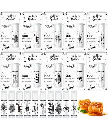 Sacubee 30 Pcs Halloween Party Favors Bulk Skull Lip Balms Gifts Vintage Spooky Halloween Party Gifts Appreciation Goodies Stuffers Small Thank You Presents for Women Men Staff Coworkers Adults