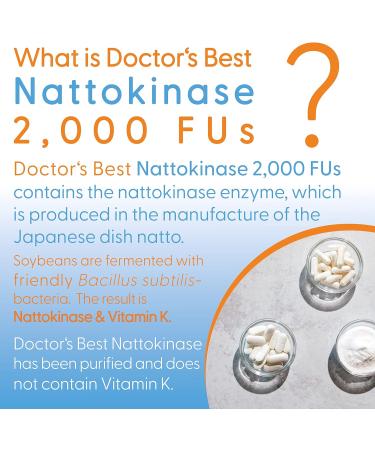 Doctor's Best Nattokinase 2000 FU 90 Vegan Capsules - Laboratory Tested, Gluten-Free, Vegetarian - 90 Count - Buy Online on GoSupps.com