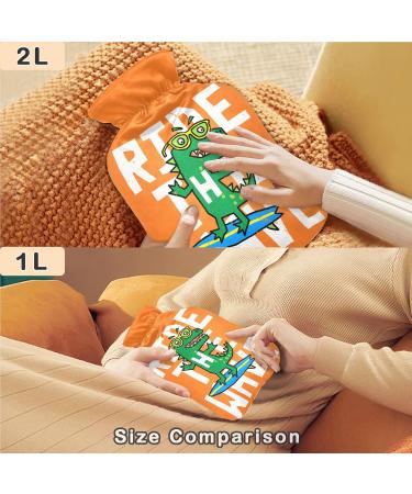 NAANLE Cartoon Krokodil 1L Heat Bottle with Cover - Transparent Hot Water Bottle for Bed Hand and Foot Pain Relief & Heat Therapy - Buy Online on GoSupps.com