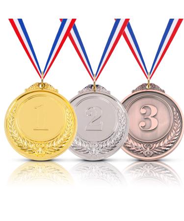 Hilitchi Gold Silver Bronze Award Medals with Ribbon Winner Awards Olympic Style for Kids School Sports Meeting Sports Events or Celebration Souvenir Ears of wheat logo-3PCS