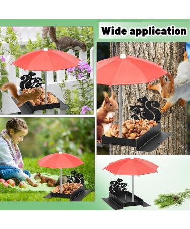 Giyiprpi Squirrel Feeder Metal Squirrel Feeder for Outdoor Use with Umbrella and Corn Stand Outdoor Hanging Squirrel Chipmunk Feeding Station (Black) - Buy Online on GoSupps.com
