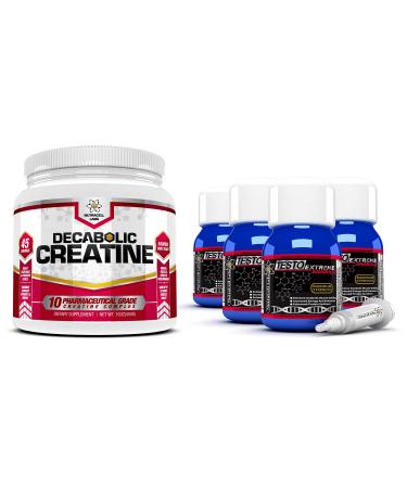 Testo Extreme Anabolic (4 Month Supply) + Free 10 Blend Decabolic Creatine - Testosterone Muscle Growth & Strength Stack