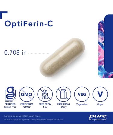 Pure Encapsulations Optiferin-C - Iron Supplement for Healthy Skin, Immune Support, and Iron Absorption - 60 Capsules - Buy Online on GoSupps.com
