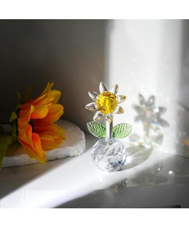 Qianwei Crystal Sunflowers Figurine with Vase - Sunflower Gifts Bouquet Collectible Figurines Crystal Office Home Decor Paperweight - Glass Sun Flower for Women Mom Bestfriend Wedding Anniversary Clear Crystal Sunflower - Buy Online on GoSupps.com