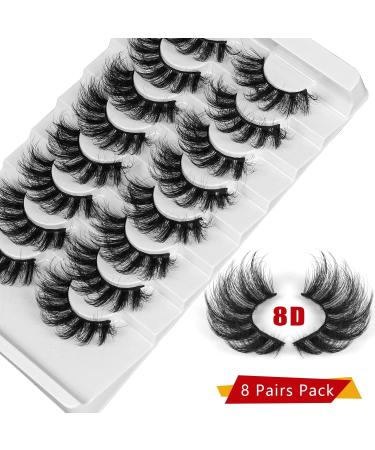 Leipple 8D Mink Lashes 8 Pairs - Professional Reusable Waterproof Fake Eyelashes - Buy Online on GoSupps.com