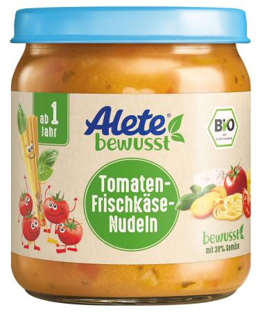 Alete organic glasses tomato-fresh cheese noodles baby food in organic quality without adding aroma fabrics & sugar menu from 1 year 6-pack (6 x 250 g)