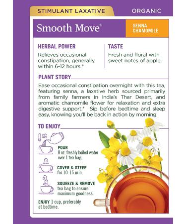 Traditional Medicinals Organic Smooth Move Senna Chamomile Herbal Tea - 16 Tea Bags - Buy Online on GoSupps.com