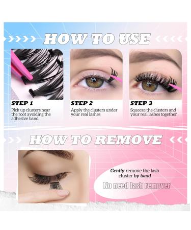 Self Adhesive Eyelashes Kit | 180 Reusable Cluster Lashes - No Glue Mixed Lengths 8-18mm | 30D 40D 50D | Includes Tweezers | International Shipping Available - Buy Online on GoSupps.com