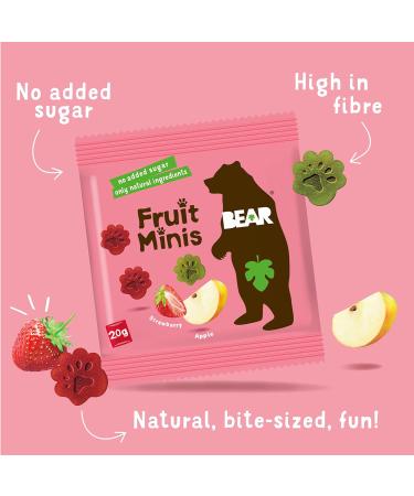 BEAR Strawberry & Apple Paws - Real Fruit Snack for 12+ Months - Healthy & Delicious - 18x20g - Buy Online on GoSupps.com