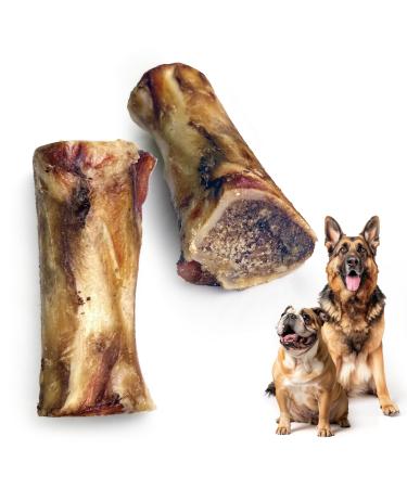 Premium Feeders Beef Marrow Bone for Dogs - 2 Bones - 6 to 8 inch - 100% Made in Canada Natural Dog Treats for Medium & Large Dogs Durable & Long Lasting - Rich in Protein Healthy Treat Dog Chew