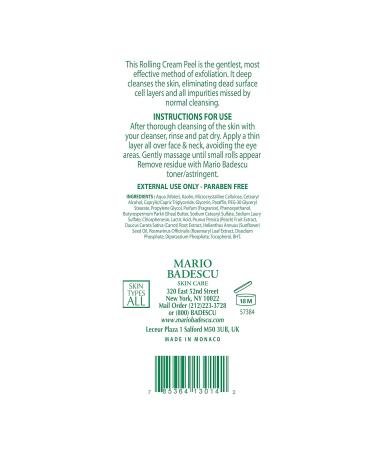 Mario Badescu Rolling Cream Peel | AHA Face Treatment for All Skin Types | Lactic Acid & Kaolin | Improve Uneven Skin Texture | 2.5 Fl Oz - Buy Online on GoSupps.com