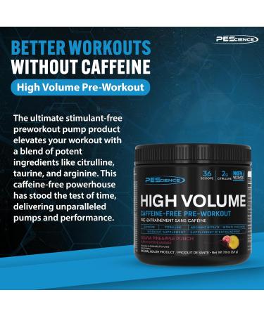 PEScience High Volume Pre Workout Powder with L Arginine Nitrate Guava Pineapple Punch 36 Scoops Caffeine Free - Buy Online on GoSupps.com
