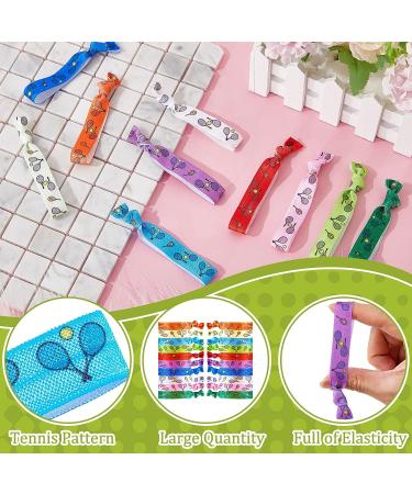 20Pcs Tennis Hair Ties - No Crease Knotted Ribbon Bands for Women & Girls | Colorful Elastic Hair Accessories for Tennis Sport Parties - Buy Online on GoSupps.com
