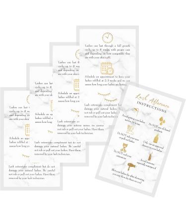 Lash Extension Aftercare Cards 50 Pack | Double Sided 3.5x2 | Marble & Gold Design | After Care Instructions for 2-3 Week Fillers - Buy Online on GoSupps.com