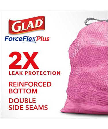 GLAD ForceFlex Plus Drawstring 13 Gallon Cherry Blossom Odor Shield Pink Trash Bags - 90 Count - Buy Online on GoSupps.com