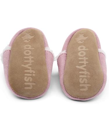 Dotty Fish Suede Baby Slippers | Warm Fleece Lined | Non-Slip Soft Sole Infant Toddler Shoes for Boys Girls, 0-6 Months to 5-6 Years | 2-3 Years Soft Pink - Buy Online on GoSupps.com