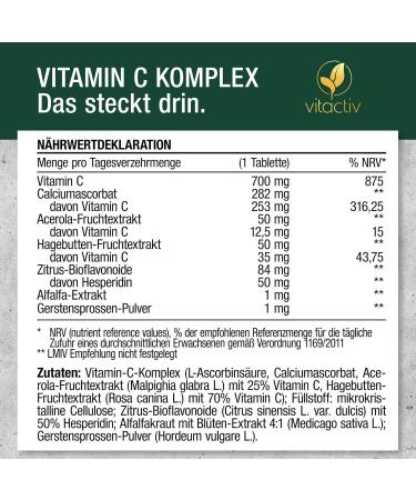 Vitaciv Vitamin C Complex 1000mg - High Dose Acerola Cherry & Citrus Bioflavonoids - Vegan Laboratory Tested 100 Tablet Supply - Buy Online on GoSupps.com