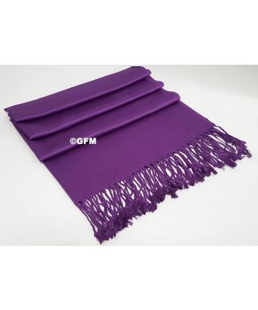 GFM Smooth Shiny Surface Pashmina Style Scarf in Dark Purple - L9 Model - Buy Online on GoSupps.com