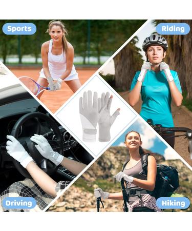 Newellsail Women's UV Sun Protection Full Finger Touchscreen Bicycle Gloves - Slipproof Summer Gloves for Outdoor Golf & Fishing (Gray White) - Buy Online on GoSupps.com