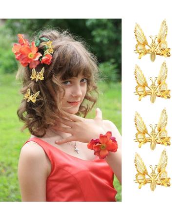 Gold Metal 3D Butterfly Hair Clips Set - 12 Pieces | Cute Hair Barrettes Pins for Women and Girls - Buy Online on GoSupps.com
