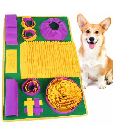 Vivifying sniffing mat for dogs interactive feeding game for boredom and mental stimulation dog food mat promotes natural feeding and slow eat yellow purple green