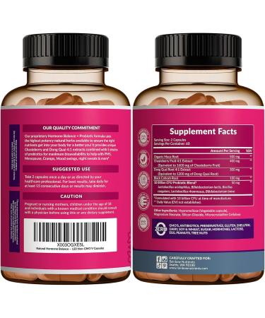 2 Pack Hormone Balance + Probiotics for Women | Natural Relief for Menopause PMS & Bloating | Non-GMO | 240 Vegan Capsules - Buy Online on GoSupps.com