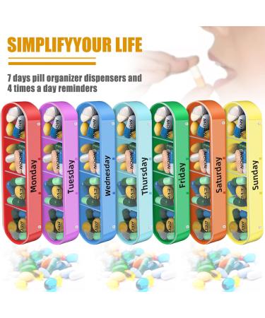 BVYA Weekly Travel Pill Organizer Case - 4x Daily Medication Reminder for 7 Days with Leather Carrying Case - Buy Online on GoSupps.com