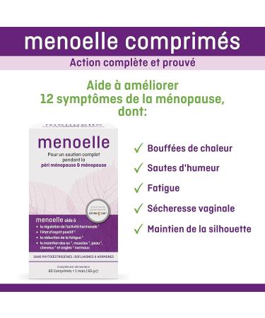 Menoelle - Menopause & Pre-Menopause Food Supplement - Heat Blushes Treatment - Natural EstroG-100 Extract Vitamins & Minerals - 60 Tablets - Women's Wellness without Hormones - Buy Online on GoSupps.com