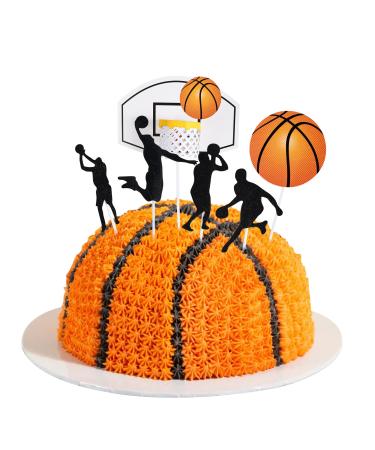Gyufise 24Pcs Basketball Cake Toppers Basketball Theme Cake Decoration for Boy Cake Topper Sports Theme Babyshower Basketball Party Decorations Basketball Party Supplies Pattern 5